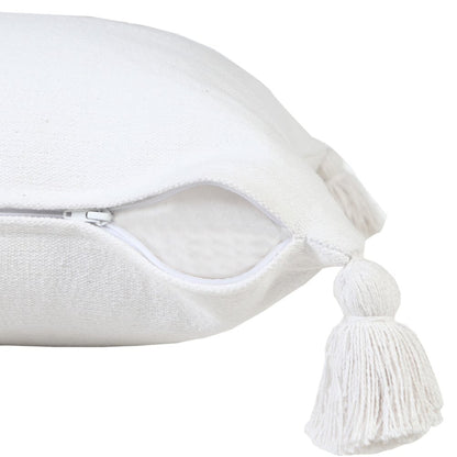 Solid Cotton Everyday Decorative Throw Pillow with Tassels