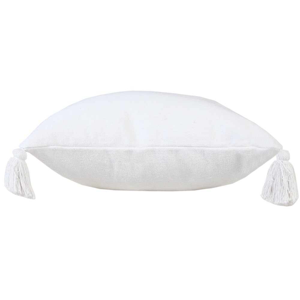 Solid Cotton Everyday Decorative Throw Pillow with Tassels