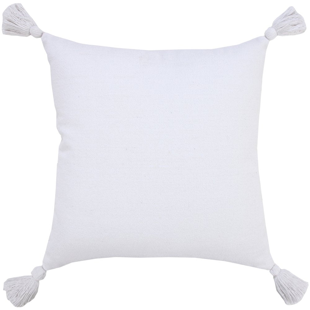 Solid Cotton Everyday Decorative Throw Pillow with Tassels