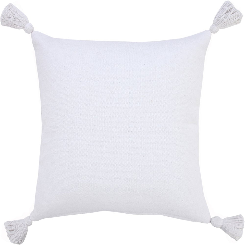 Solid Cotton Everyday Decorative Throw Pillow with Tassels