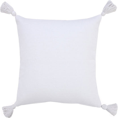 Solid Cotton Everyday Decorative Throw Pillow with Tassels