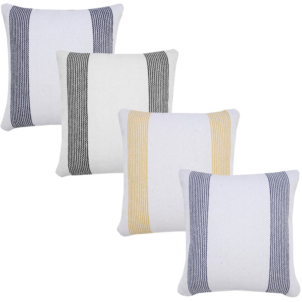 Cabana Cotton Pillow Set of 2 in Blue/White, 20" x 20"