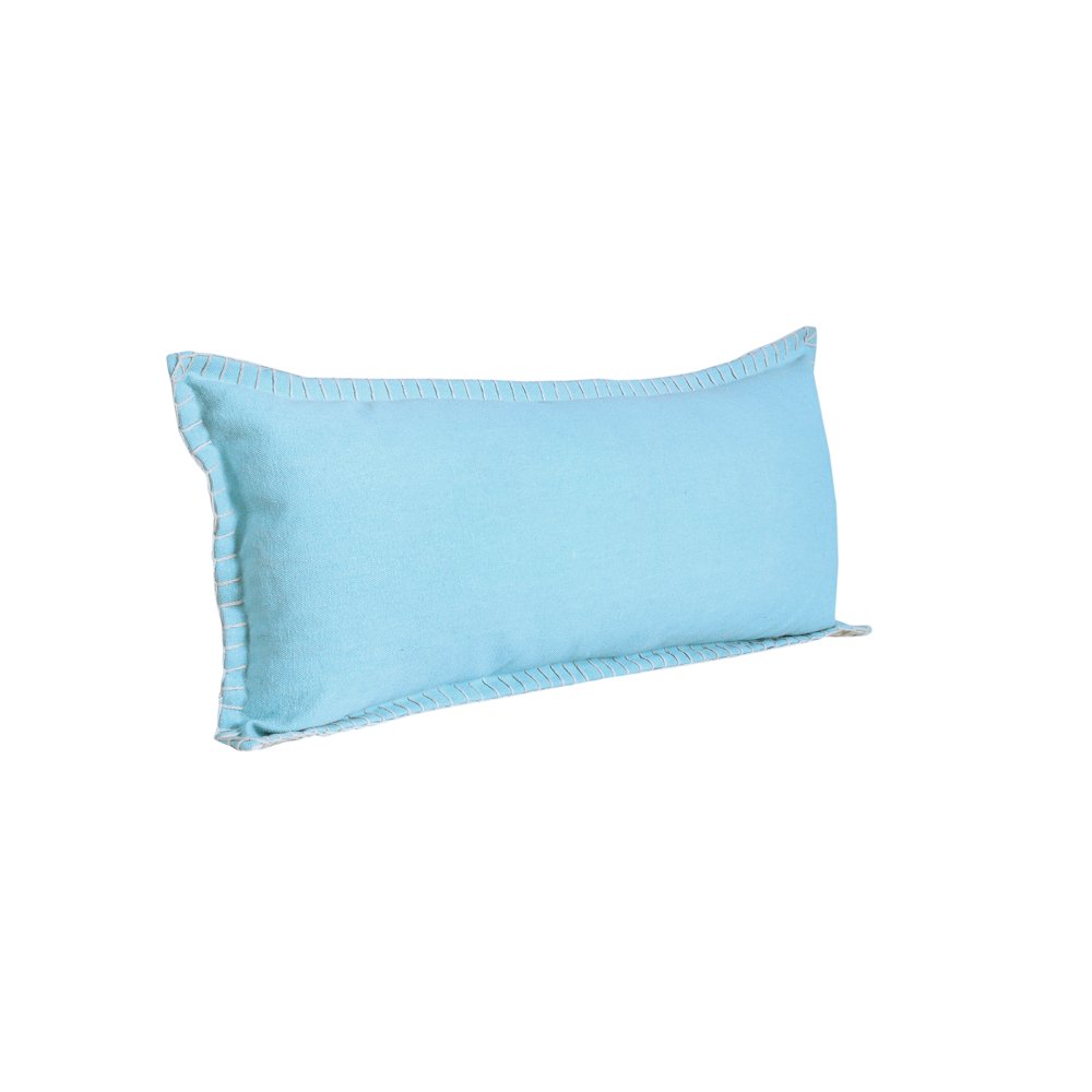 Embroidered Edge Bordered Solid Lumbar Throw Pillow