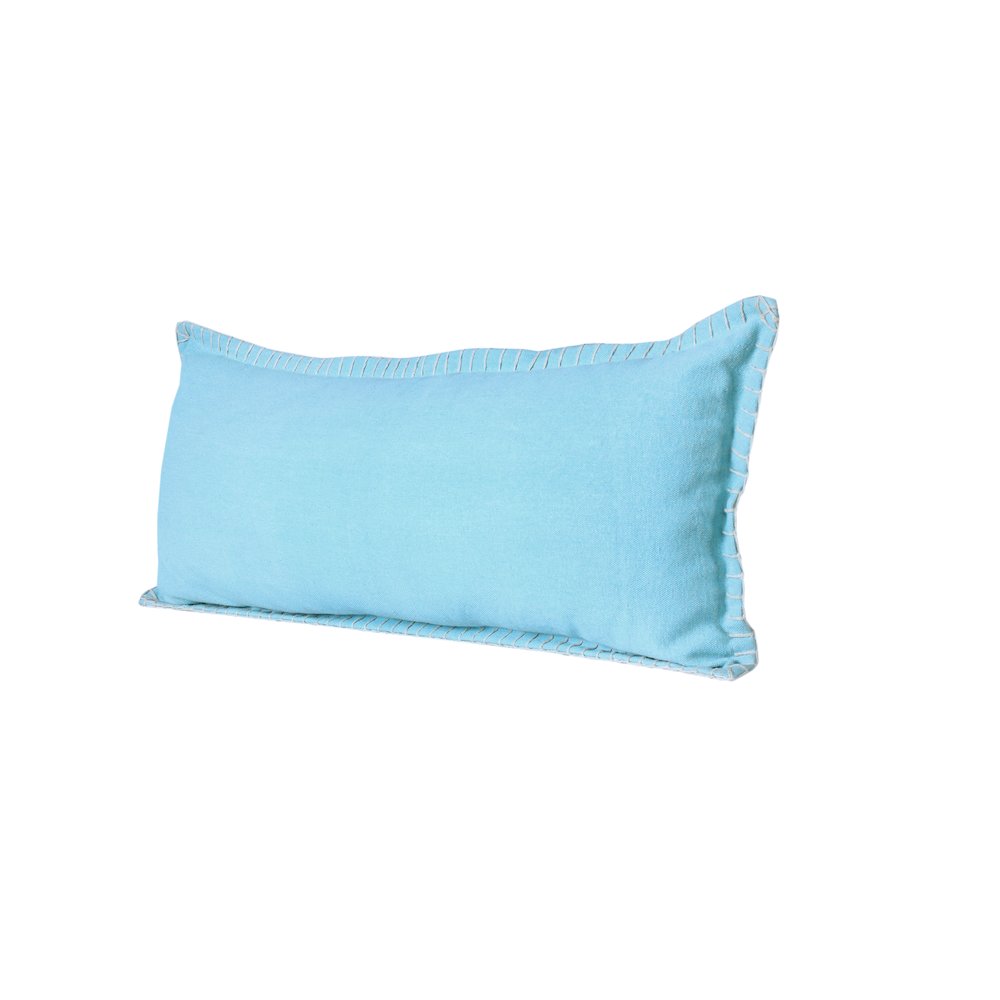 Embroidered Edge Bordered Solid Lumbar Throw Pillow