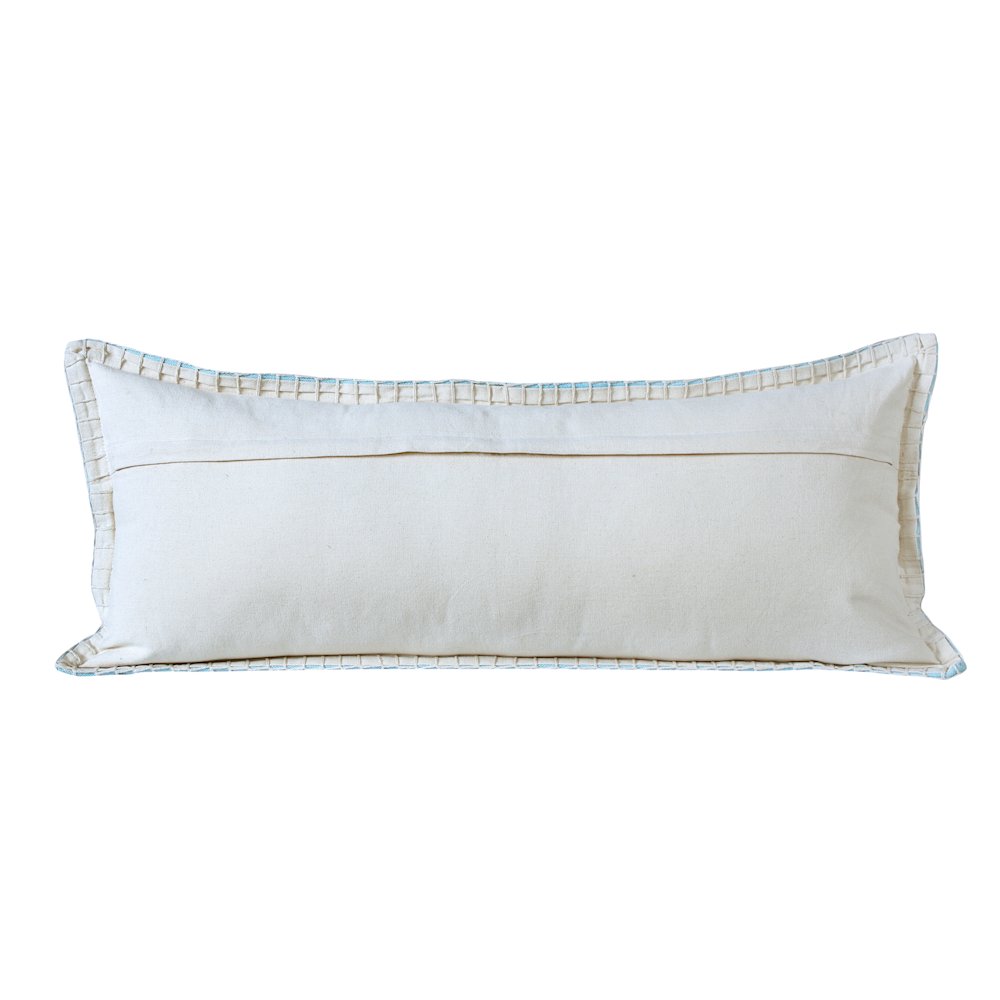 Embroidered Edge Bordered Solid Lumbar Throw Pillow