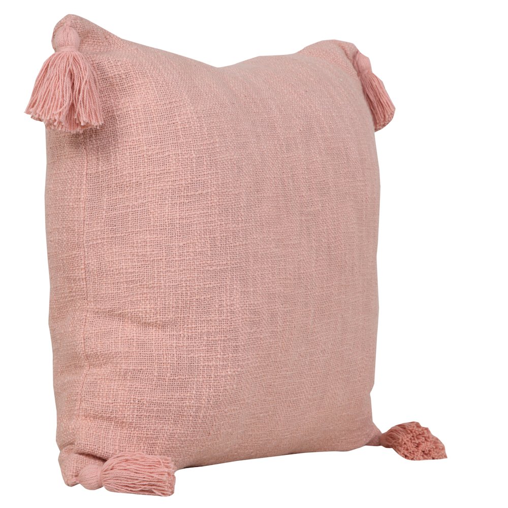 Unique Neutral Solid Cotton Throw Pillow with Tassels