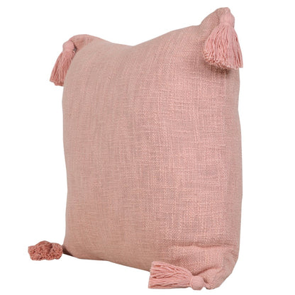 Unique Neutral Solid Cotton Throw Pillow with Tassels