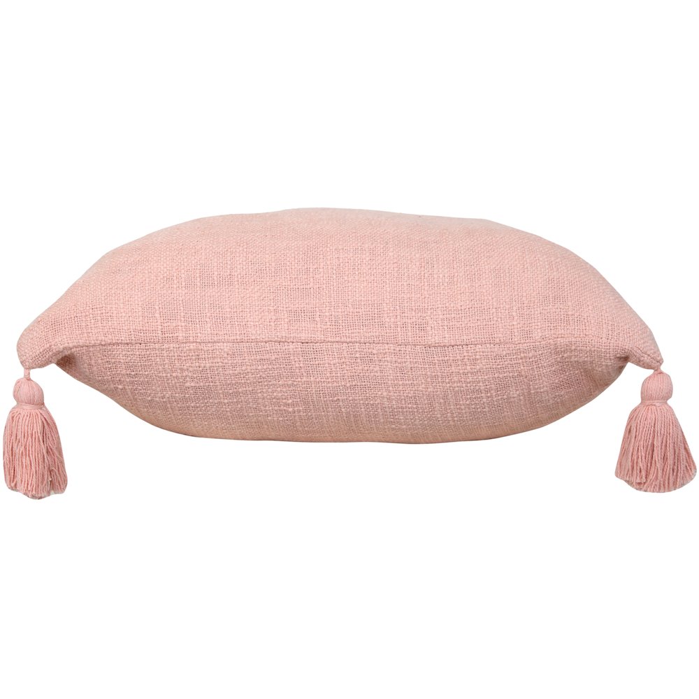 Unique Neutral Solid Cotton Throw Pillow with Tassels