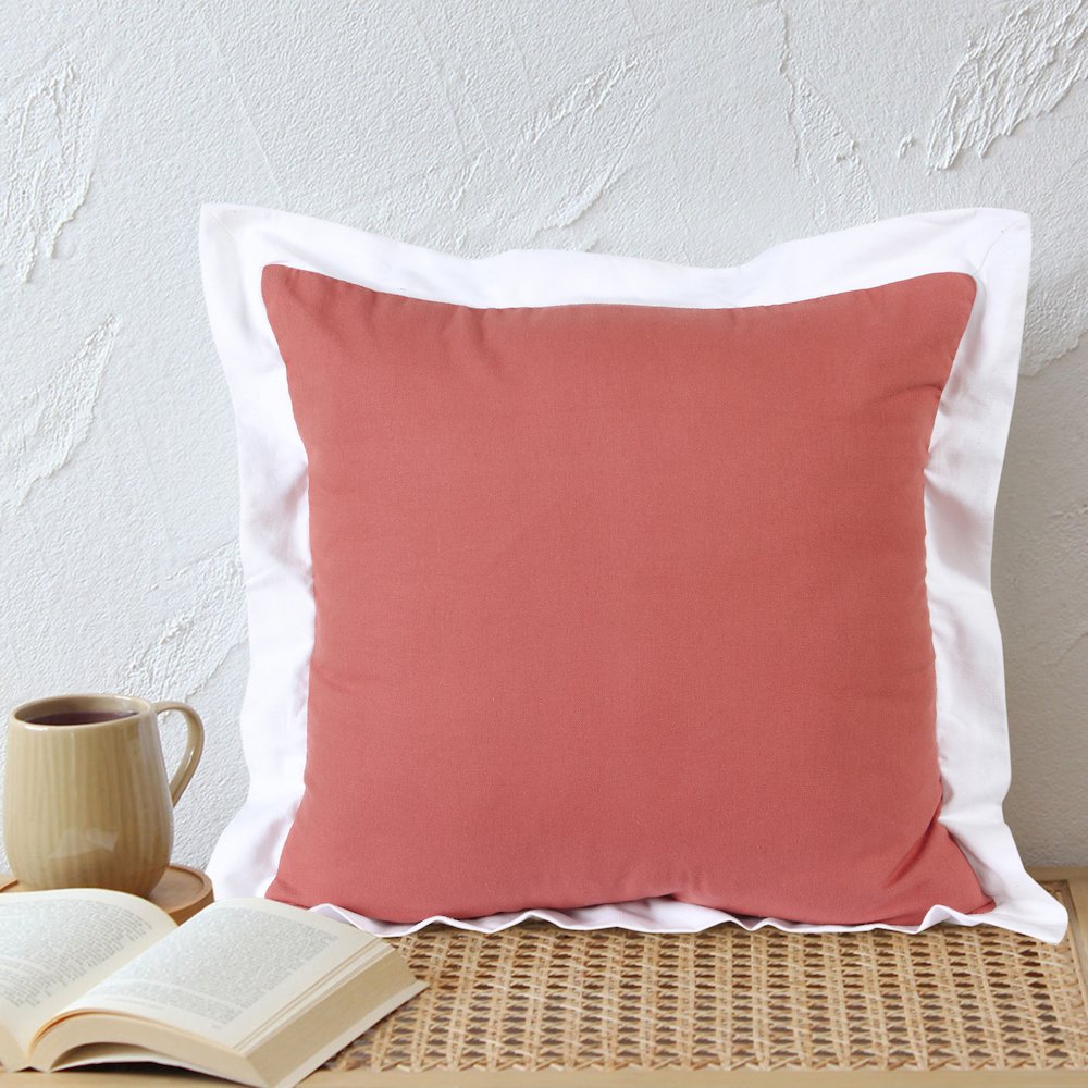 Empire Cotton Poly Filled Pillow in Pink/White, 20" x 20"