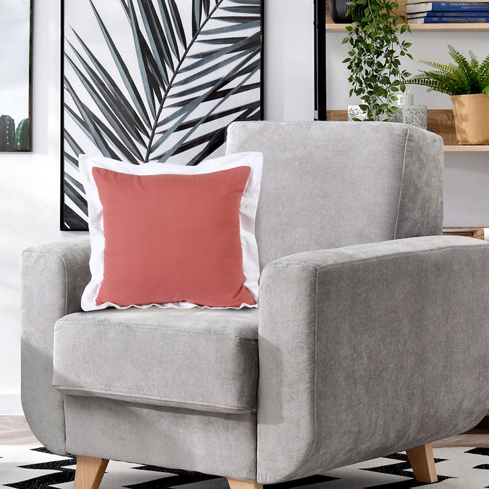 Empire Cotton Poly Filled Pillow in Pink/White, 20" x 20"