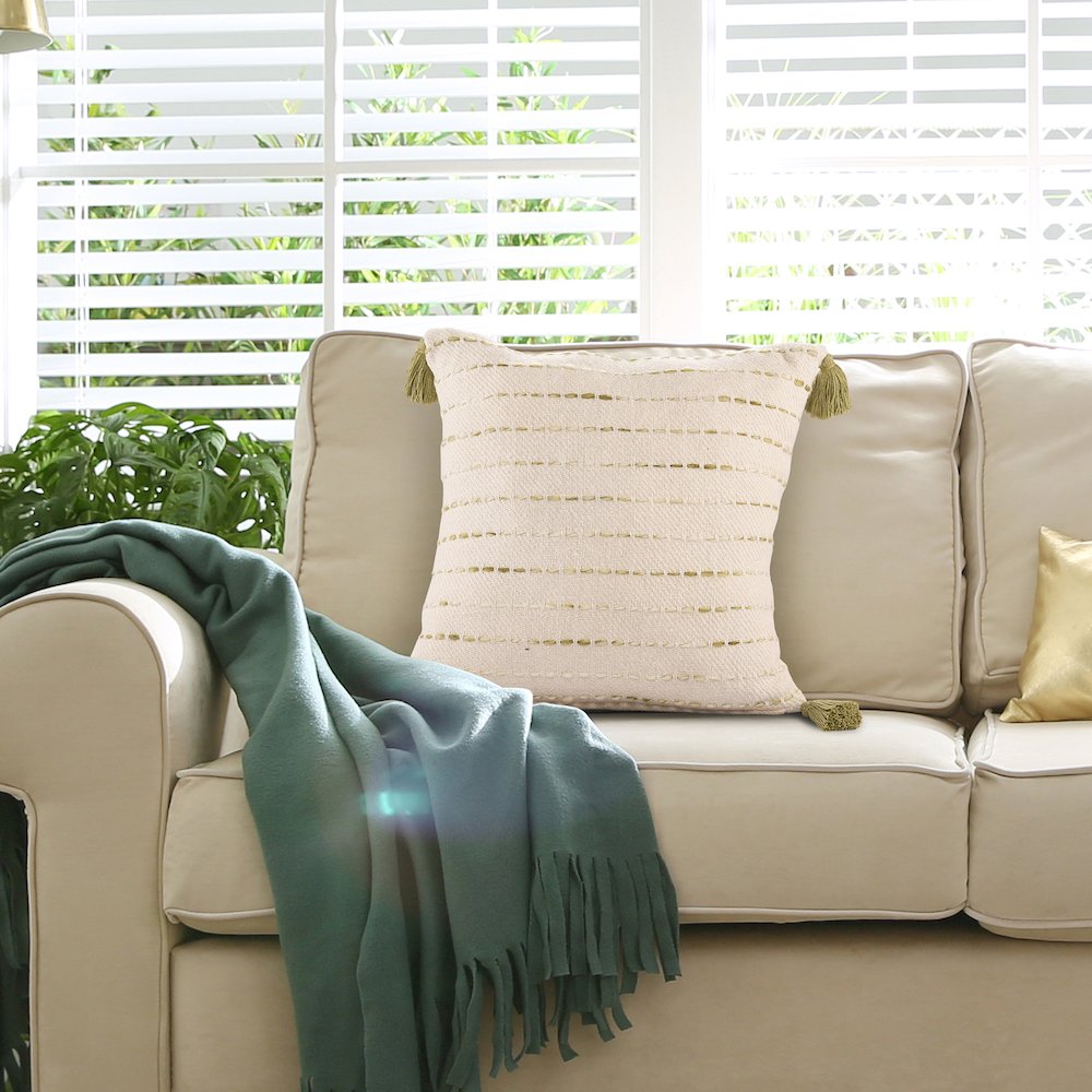 Torrent Cotton Blend Pillow Set of 2 in Green/Ivory, 20" x 20"
