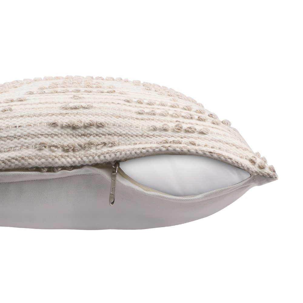 Opee Recycled PET Poly Filled Pillow in Beige/White, 20" x 20"