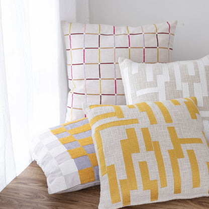 Stacy Garcia  Cotton Blend Poly Filled Pillow in Yellow/Ivory, 24" x 24"