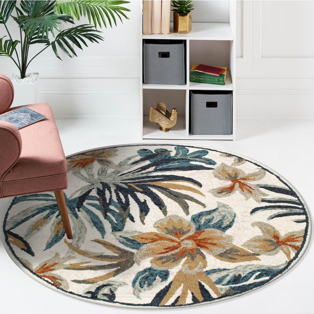 Tropical Paradise Floral Round Rug