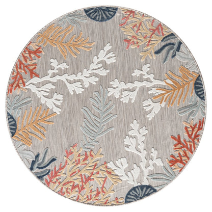 Coral Reef Hi-Low Coastal Gray Taupe Indoor Outdoor Area Rug