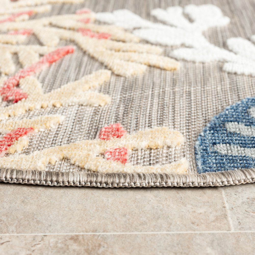 Coral Reef Hi-Low Coastal Gray Taupe Indoor Outdoor Area Rug