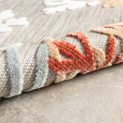 Coral Reef Hi-Low Coastal Gray Taupe Indoor Outdoor Area Rug