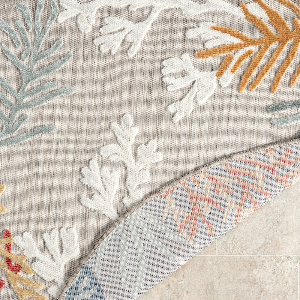 Coral Reef Hi-Low Coastal Gray Taupe Indoor Outdoor Area Rug