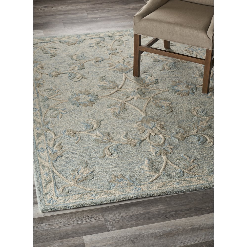 Mirroring Baby Blue Floral Bloom Area Rug 7'0"x9'0"