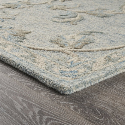Mirroring Baby Blue Floral Bloom Area Rug 7'0"x9'0"