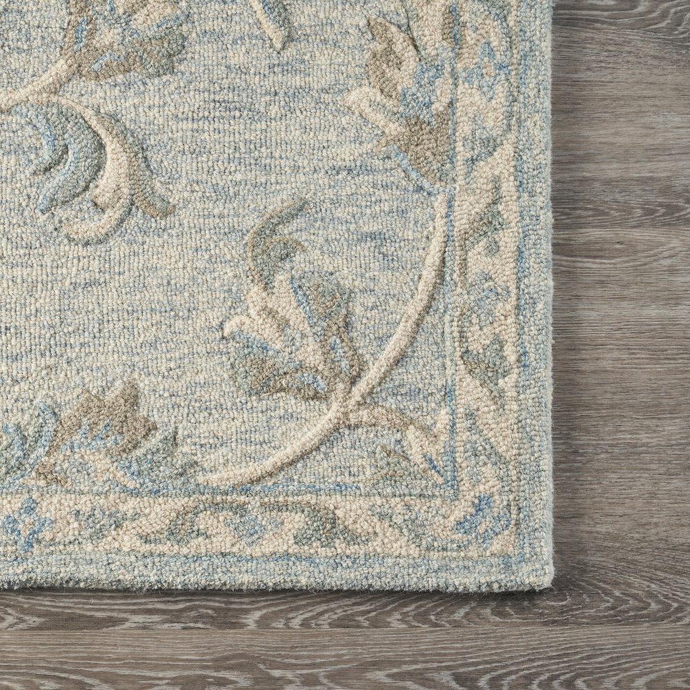 Mirroring Baby Blue Floral Bloom Area Rug 7'0"x9'0"