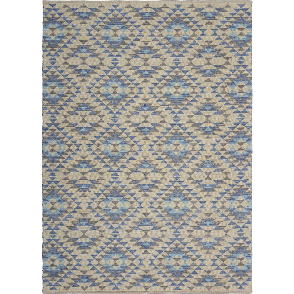 Tula Cotton Blend Area Rug Indoor in Blue/Cream, 5' x 7'