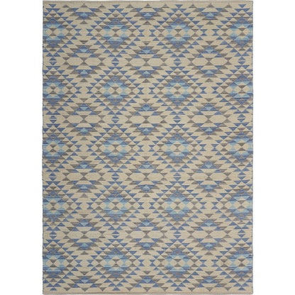Tula Cotton Blend Area Rug Indoor in Blue/Cream, 5' x 7'