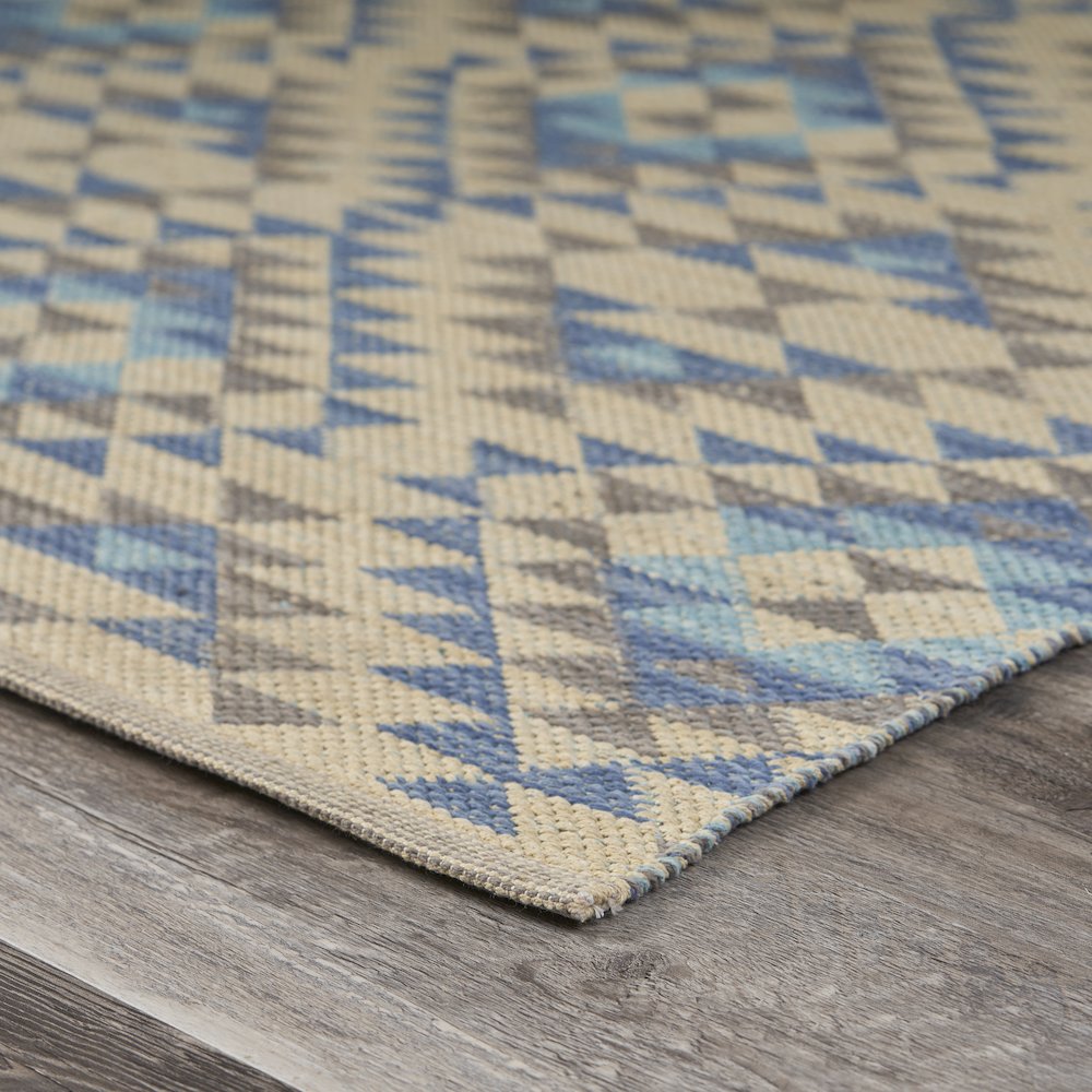 Tula Cotton Blend Area Rug Indoor in Blue/Cream, 5' x 7'