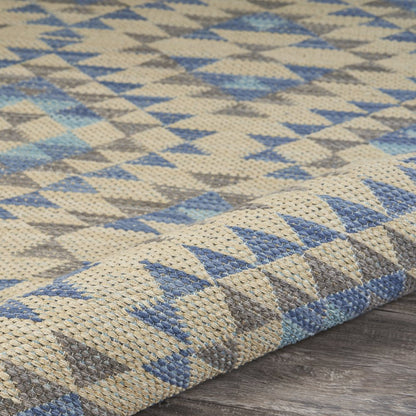 Tula Cotton Blend Area Rug Indoor in Blue/Cream, 5' x 7'