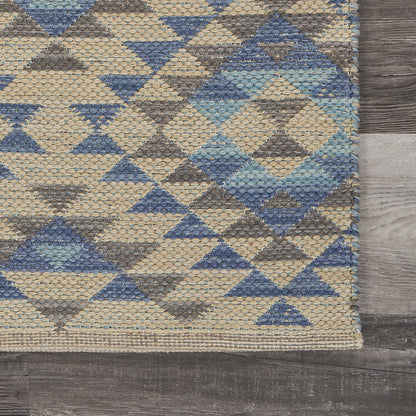 Tula Cotton Blend Area Rug Indoor in Blue/Cream, 5' x 7'