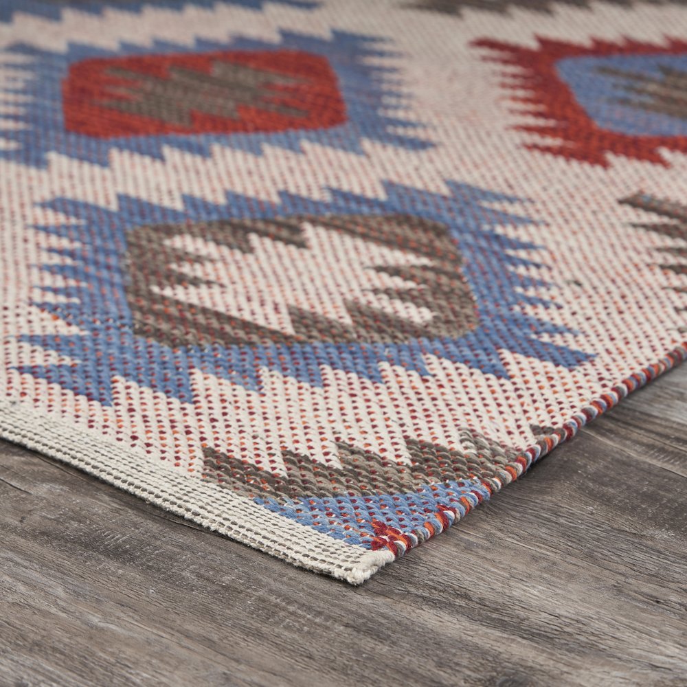 Tula Cotton Blend Area Rug Indoor in Red/Blue, 5' x 7'