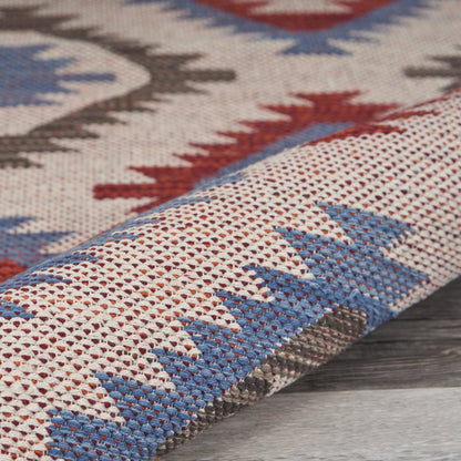 Tula Cotton Blend Area Rug Indoor in Red/Blue, 5' x 7'