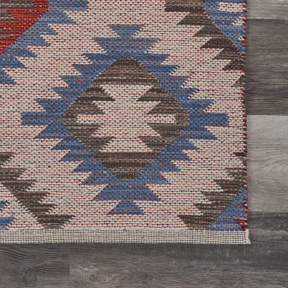 Tula Cotton Blend Area Rug Indoor in Red/Blue, 5' x 7'