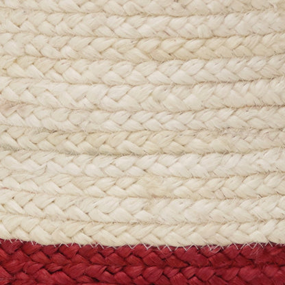 Baskets Jute Indoor Basket in White/Red, 19" x 19" x 19"