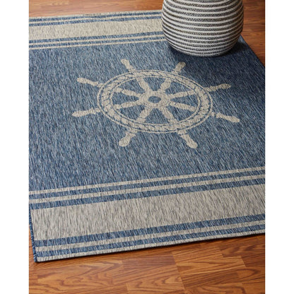 Captiva Durable Performance Area Rug Outdoor in Blue/Gray, 7'9" x 9'5"