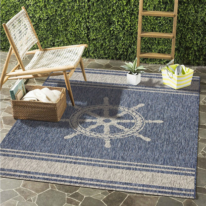 Captiva Durable Performance Area Rug Outdoor in Blue/Gray, 7'9" x 9'5"