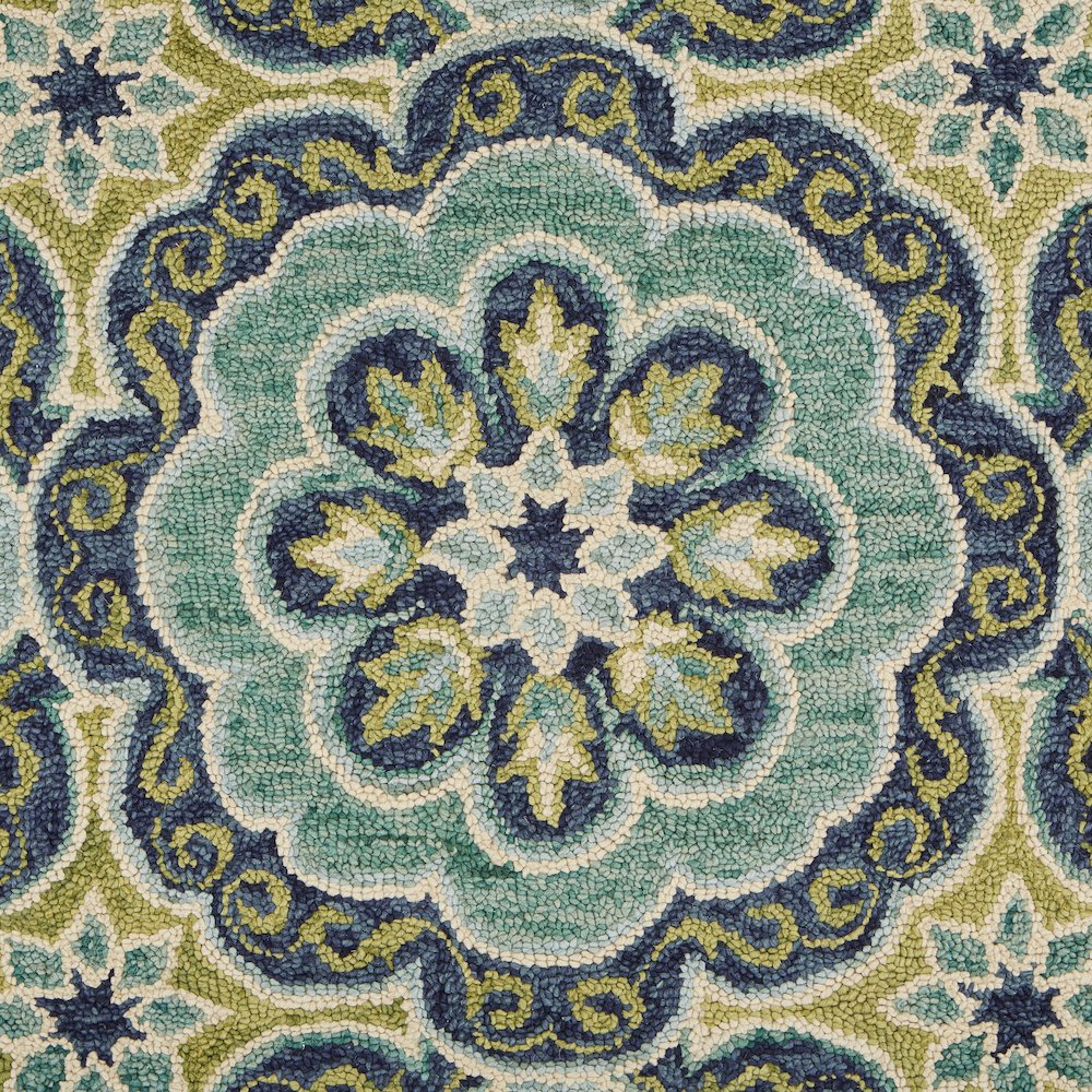 Dazzle Wool Area Rug Indoor in Green/Blue, 6' Round