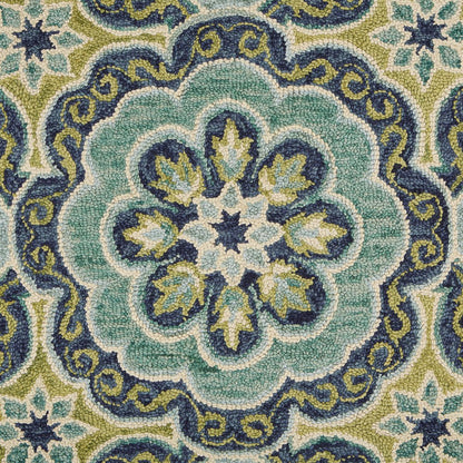 Dazzle Wool Area Rug Indoor in Green/Blue, 6' Round
