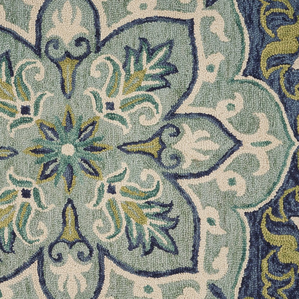Dazzle Wool Area Rug Indoor in Blue/Green, 6' Round