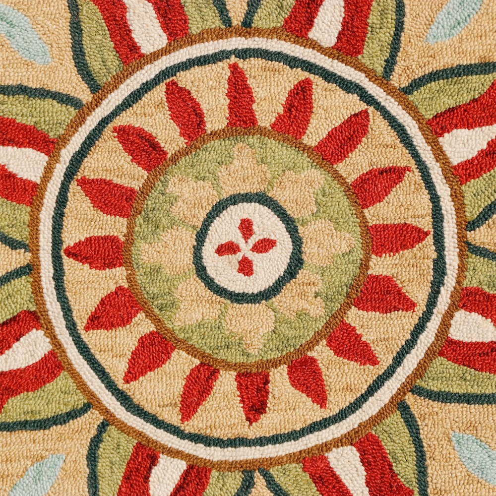 Dazzle Wool Area Rug Indoor in Red/Green, 6' Round