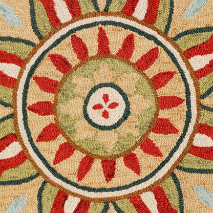 Dazzle Wool Area Rug Indoor in Red/Green, 6' Round