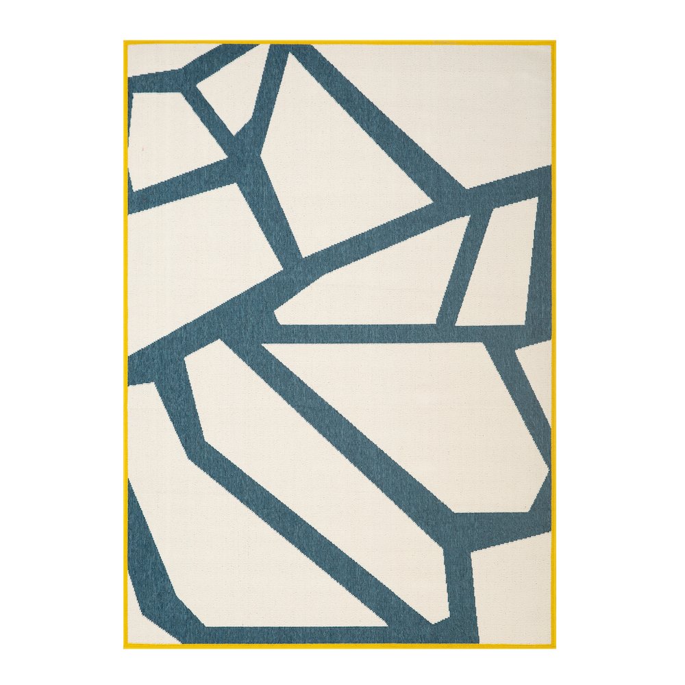 Mapa Durable Performance Area Rug Outdoor in White/Blue, 8' x 9'9"