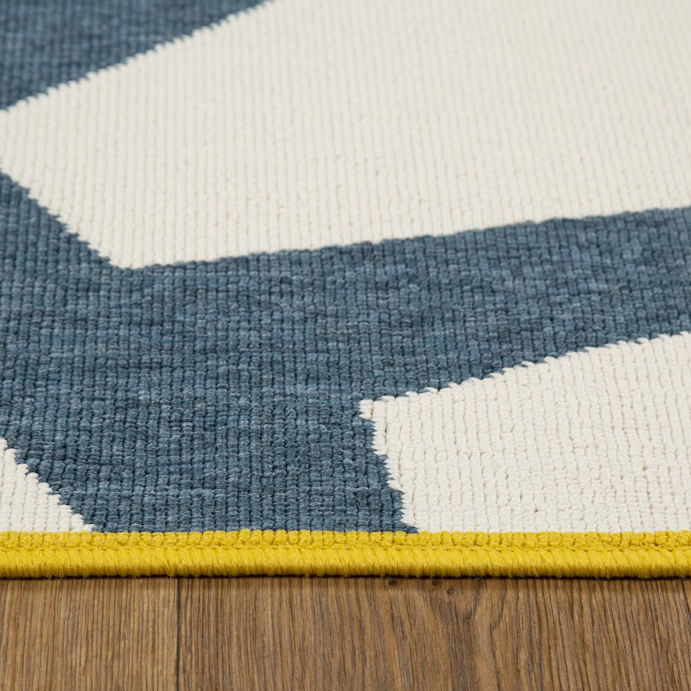 Mapa Durable Performance Area Rug Outdoor in White/Blue, 8' x 9'9"