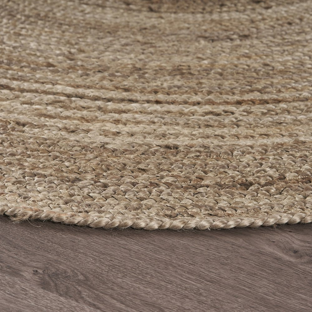 Boutique Jute Jute Area Rug Indoor in Tan/Gray, 7'6" Round