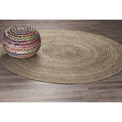 Boutique Jute Jute Area Rug Indoor in Tan/Gray, 7'6" Round