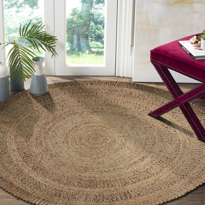 Boutique Jute Jute Area Rug Indoor in Tan/Brown, 7'6" Round