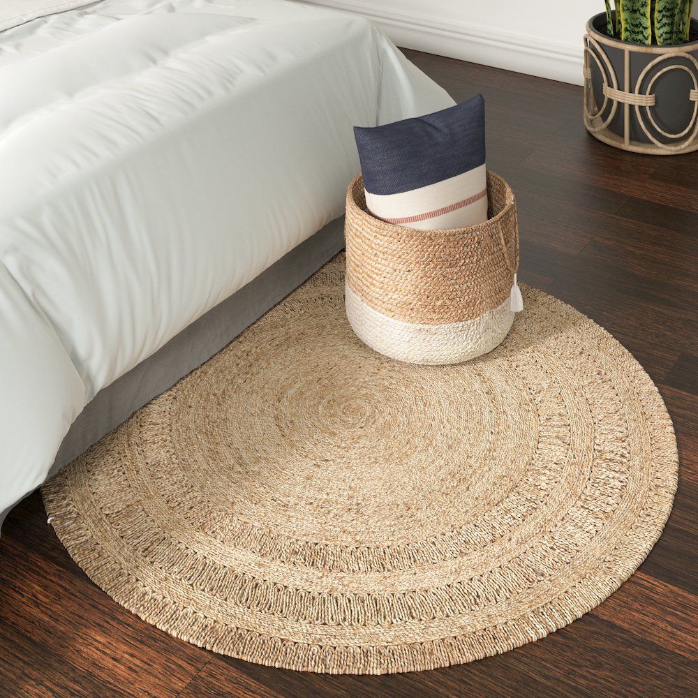 Boutique Jute Jute Area Rug Indoor in Tan/Brown, 7'6" Round