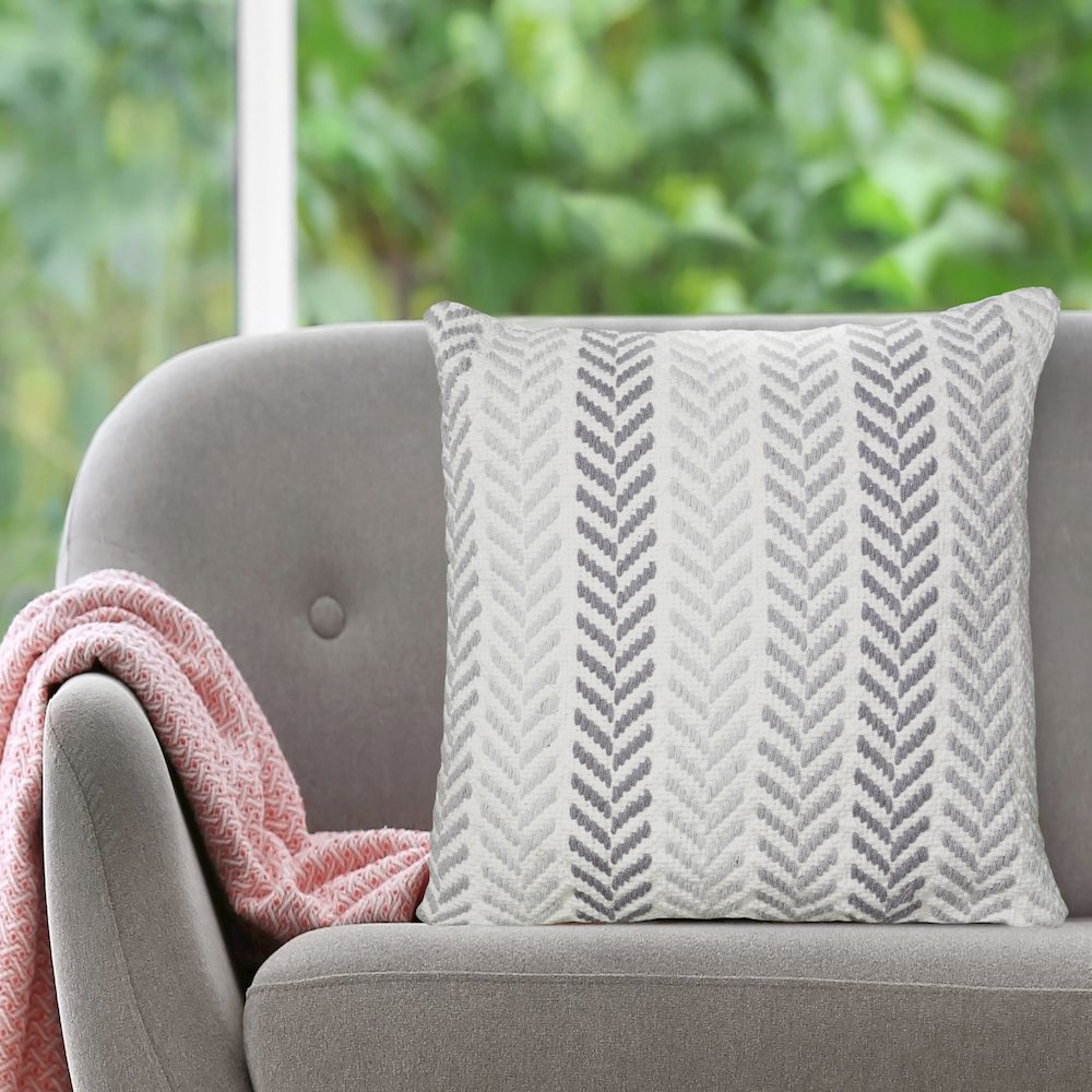 Altair  Cotton Pillow Set of 2 in Gray/Ivory, 18" x 18"