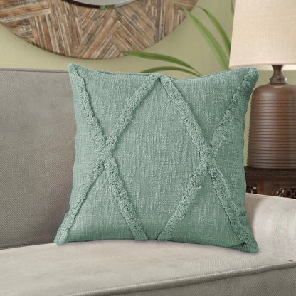 Reese Cotton Pillow Set of 2 in Green, 18" x 18"