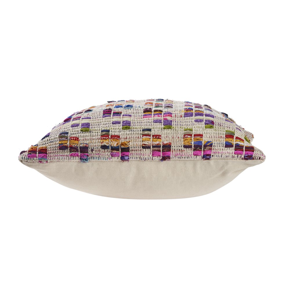 Chindi Cotton Blend Pillow Set of 2 in Multicolored/Tan, 20" x 20"